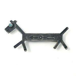 Vintage Fred Harvey era sterling silver horse / dog brooch with turquoise eye